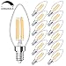 Dimmable E12 Candelabra LED Bulbs 40W Equivalent, 2700K Warm White, 4W Filament LED Chandelier Light Bulbs, B11 Vintage Edison Clear Candle lamp with Decorative Candelabra Base, Pack of 12