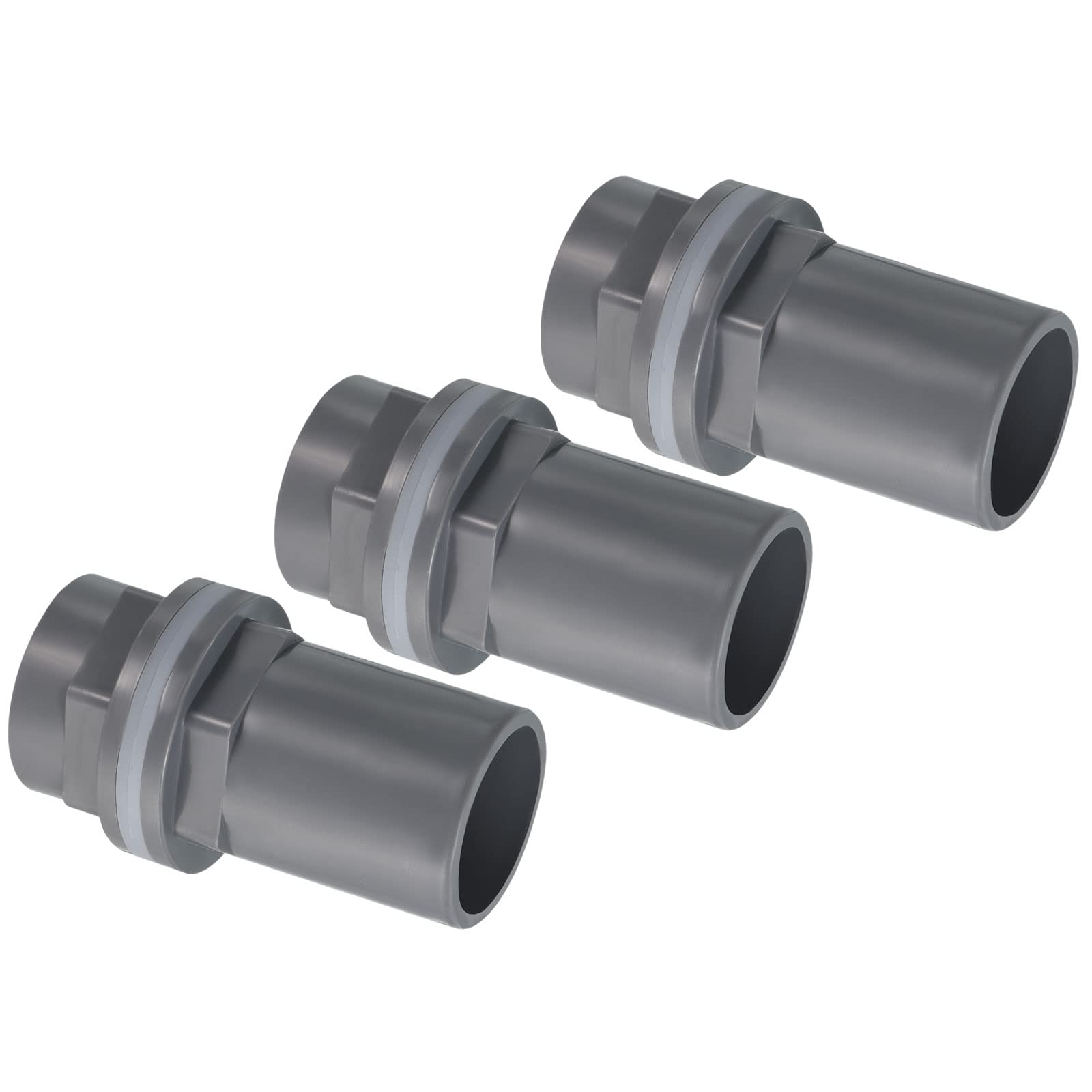 PATIKIL PVC Water Tank Pipe Fitting 1" ID DN25, 3 Pack Straight Tube Adapter Connector, Grey — image 1