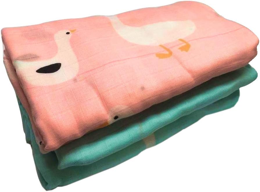 Baby Ducky Set of 2 Premium ultrasoft120cm x 120cm Bamboo/Cotton Swaddle Blanket/Security Blanket/Nursing Cover/Stroller Cover.