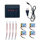 H36 30C Quadcopter Battery,Kingtoys 4pcs 3.7V 150mAh Li-po JJRC H36 Batteries + 4 In 1 RC Quadcopter Battery Charger