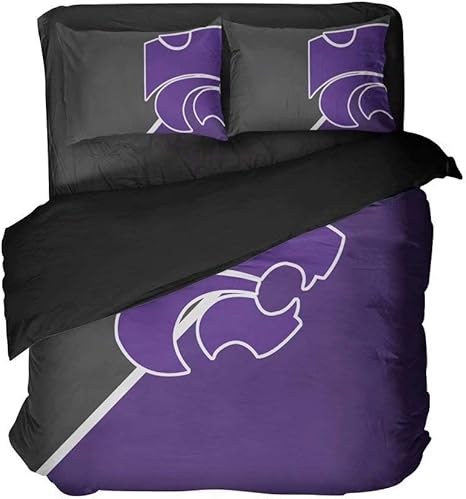 Amazon カンザス州立大学フラットシーツ フットボールベッドセット スポーツリーグ 掛け布団カバー メンズ 大学寝具 パープル コットン ベッドカバー Queen 3pcs パープル 寝具カバーセット オンライン通販
