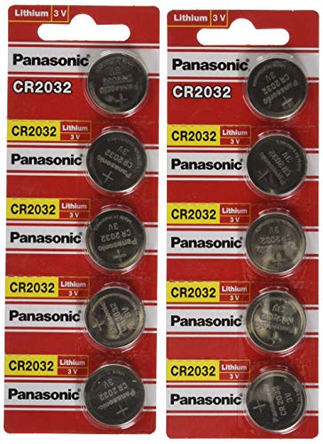 [ 10 pcs ] -- Panasonic Cr2032 3v Lithium Coin Cell Battery Dl2032 Ecr2032 ( Pack of 10 )