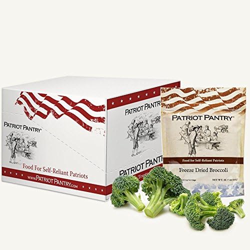 Patriot Pantry Freeze-Dried Broccoli Case Pack (48 servings, 6 pk.) Bulk Emergency Storage Food Supply, Up to 25-Year Shelf Life