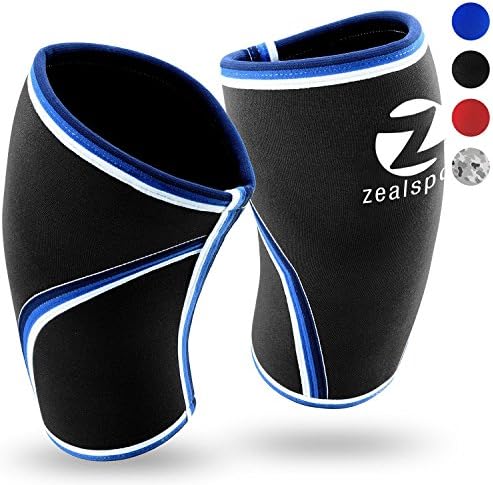 Knee Sleeves(1 Pair)Compression &amp; Support for Weightlifting, WOD, Squats, Gym, Powerlifting &amp; Crossfit-7mm Neoprene Knee Brace-Both Women &amp; Men,Black-Blue,XS