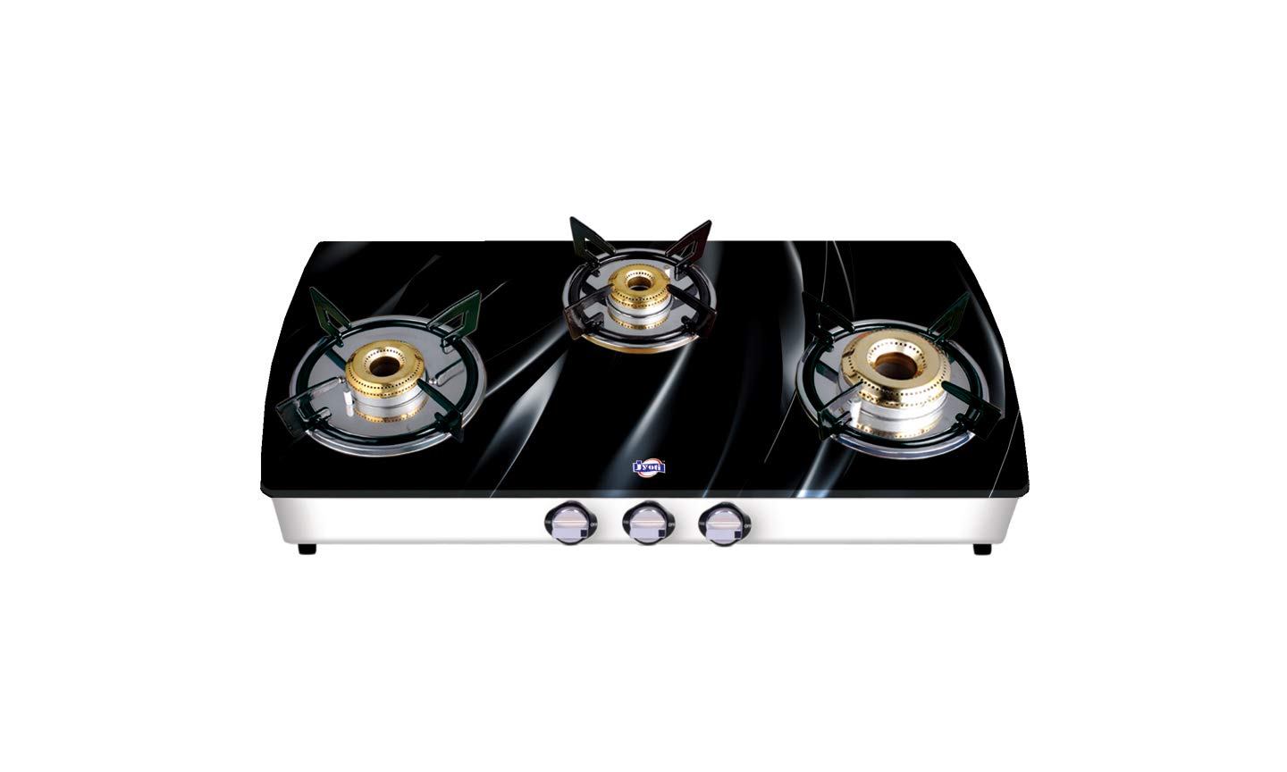 Buy Jyoti 3 Burner Glass Top Gas Stove (Jyoti 3 In Slim Black Texture