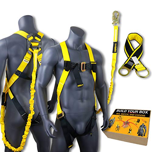KwikSafety (Charlotte, NC) SCORPION KIT | 1D Full Body Safety Harness, 6â€™ Lanyard Attached, 3â€™ Cross Arm Strap Anchor ANSI OSHA PPE Fall Protection Arrest Restraint Construction Roofer Bucket