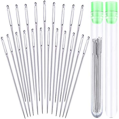 21 Big Eye Hand Sewing Needles - 2.4 inches Large Eye Stitching Needles in Storage Tube