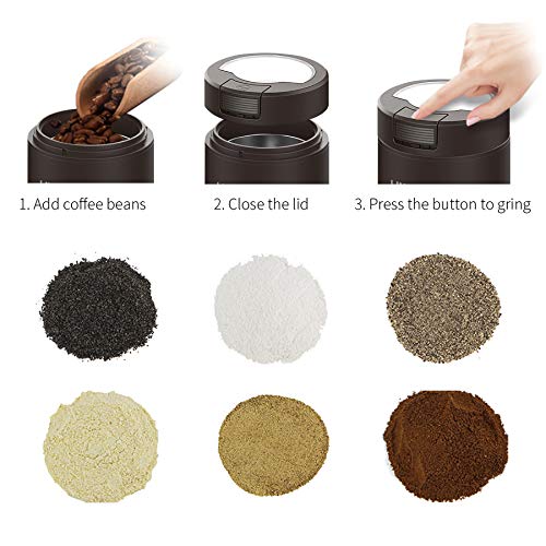 Coffee Grinder with Brush, LINKChef 200W Spice Grinder with Stainless