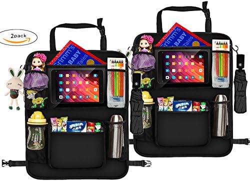 Luxury Kick Mats,Premium Car Back Seat Protector Organizer With Tablet Holder,Touch Screen Pocket for Android &amp; iOS Tablets up to 10.5" By Vouska (2 Pack)
