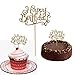 10 Gold Glittery Happy Birthday Cake Toppers. Sparkling Gold Glittery Birthday Cupcake Picks. Cake Smash Birthday Party Decorations, Candle Alternative Set Of 10. By Premium Disposables.