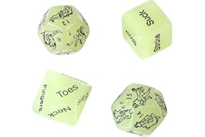 Glowing Sex Dice for Adults - 4 PCS Fun Games With Positions for Couples, Lovers - Foreplay Bedroom Role Playing