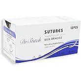 CynaMed Suture Thread with Needle (12-Pack) &ndash; 5/0, 19mm, 1/2 Reverse Cutting, Black Sutures for Training &amp; Practice