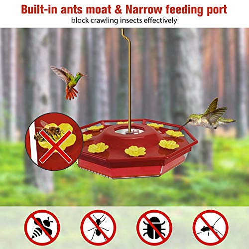 Ordenado Hummingbird Feeder, 16 oz Fluid Hummingbird Feeder for Outdoor, Hanging Bird Feeder with 8 Feeding Ports, Easy to Fill & Clean, Not Easy to Leak
