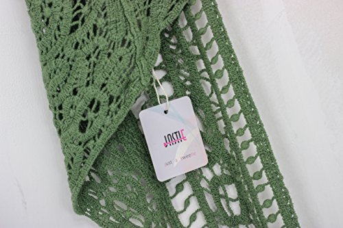 Jastie Pirate Curiosity Open Stitch Cardigan Boho Hippie Crochet Vest (ArmyGreen)