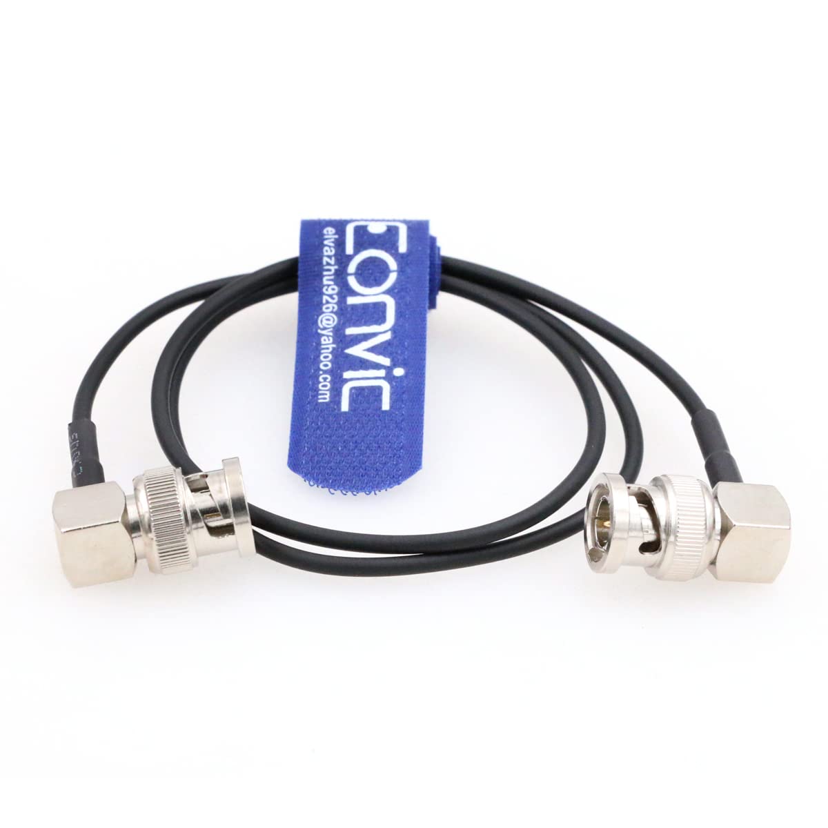 Eonvic 75 Ohm BNC Male to BNC Male Right Angle RG174 Coax Cable (2X 15cm/6in)