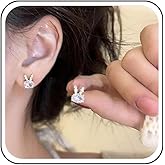 Xduargs Boho Crystal Rabbit Earrings Cute Tiny Rabbit Stud Earrings Vintage Small Bunny Rabbit Earrings Shiny Cz Paved Bunny Earrings Jewelry for Women