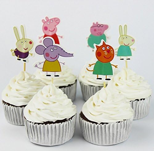 48 pieces Peppa Pig Cupcake toppers with picks ,Peppa pig party decoration,Peppa pig kids party
