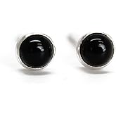 Tiny 3mm Gemstone Stud Earrings for Women and Girls, Round Bezel 925 Sterling Silver