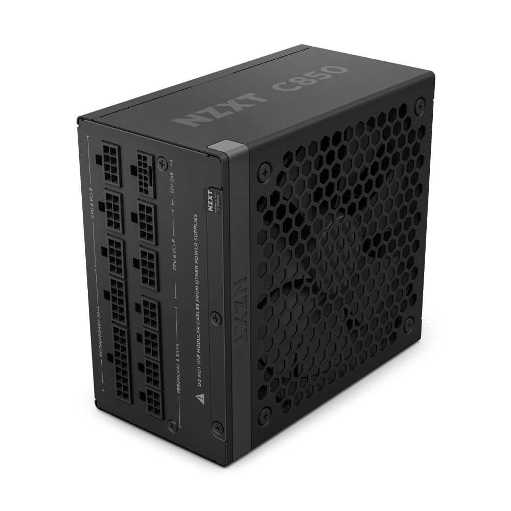 Nzxt C850 Gold Atx 3.1 - Fully Modular Low-Noise Pc Gaming Power Supply - 850 Watts - 80 Plus Gold - 12V-2X6 Connector - Zero Fan Mode - 100% Japanese Capacitors - Black