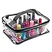 mDesign Clear-View Travel Makeup and Toiletry Tote Bag Storage Organizer with Smooth-Glide Zipper Closure - Perfect for Packing Luggage/Suitcase and Carry-Ons - Medium, Pack of 2, Clear/Black Trim
