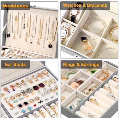 NUZEKY Jewelry Box Organizer for Women Girls, 2 Layer Jewelry Organizer