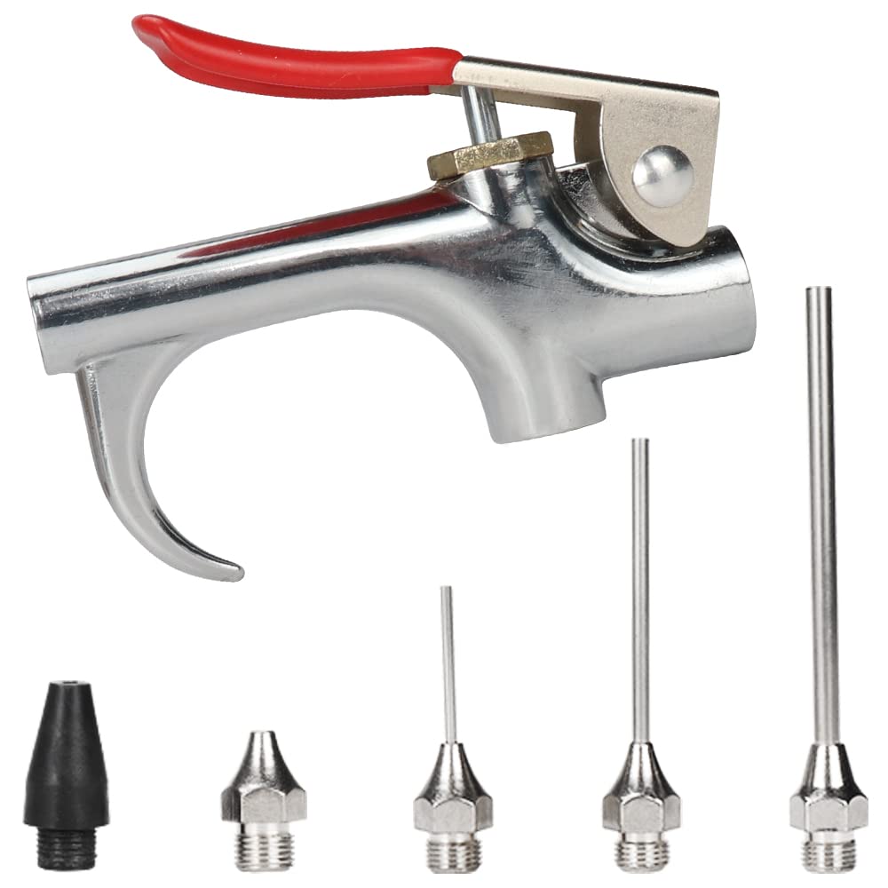 SI FANG Air Blow Gun Kit with 5 Interchangeable Nozzles and Air Flow Extension, Mini Air Dust Gun Nozzle Duster Tools Blower Cleaner Air Compressor Accessory Kit, for Automotive Repairing, Maintenance