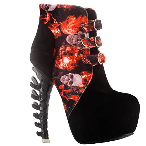 SHOW-STORY-Black-Skull-in-Fire-Strappy-Buckle-High-top-Bone-High-Heel-Platform-Ankle-BootsLF80664