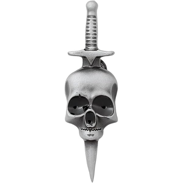 Medieval Skull Silver Pewter Lapel Pin Badge - Gothic, Olde Worlde
