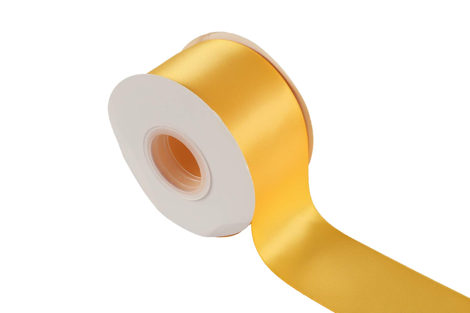 Ribbonitlux 50mm Wide Double Face Satin Ribbon 22 Meters (660-Yellow Gold, Set for Gift Wrapping, Party Decor, Sewing Applications, Wedding and Craft