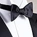 100% Premium Silk Handmade Mens Solid Self Tie Bow Tie - Various Colors (Black)