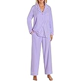 Latuza Women's Petite Size Button Down Pajamas Set Long Sleeve