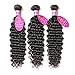 Younsolo Brazilian Deep Wave Bundles with Closure 8A Grade 3 Bundles with Lace Closure 100% Unprocessed Deep Wave Brazilian Virgin Human Hair Free Part Human Hair Extensions (8 10 12+8, Natural Color)