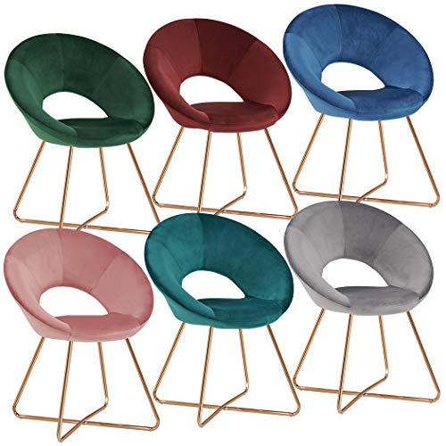 Accent Chair for Living Room/Bed Room with Armrest,Duhome Home Office Chair Modern Golden Metal Frame Legs Velvet Padded Seat Easy Assembly Pink 1pcs - Thumbnail 7