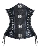 Kimring® Women's Steampunk Vintage PU Leather Jacquard Spiral Steel Boned Lace Up Side Plus Size Underbust Corset Black XXXXX-Large