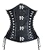Kimring Women's Steampunk Vintage PU Leather Jacquard Spiral Steel Boned Lace Up Side Plus Size Underbust Corset Black XXXXX-Large
