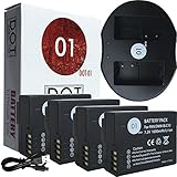 4x DOT-01 Brand 1600 mAh Replacement Panasonic DMW-BLC12 Batteries and Dual Slot USB Charger for Panasonic Lumix G7, G6, G5, FZ1000, FZ200, GH2 Digital Camera and Panasonic BLC12