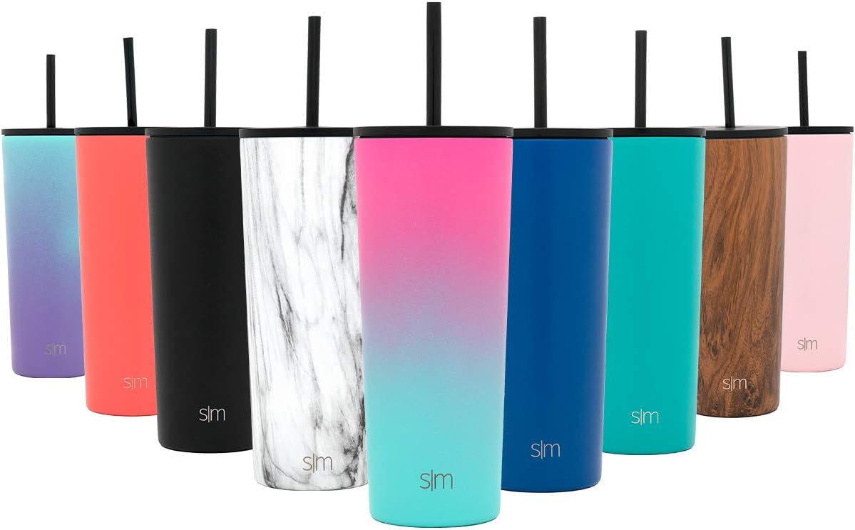 Simple Modern 24oz Classic Tumbler with Straw Lid & Flip Lid - Travel Mug Gift Vacuum Insulated Coffee Beer Pint Cup - 18/8 Stainless Steel Water Bottle Ombre: Sorbet