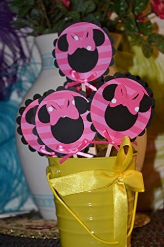 Minnie Mouse Black and Pink CupCake Toppers only (Set of 12)