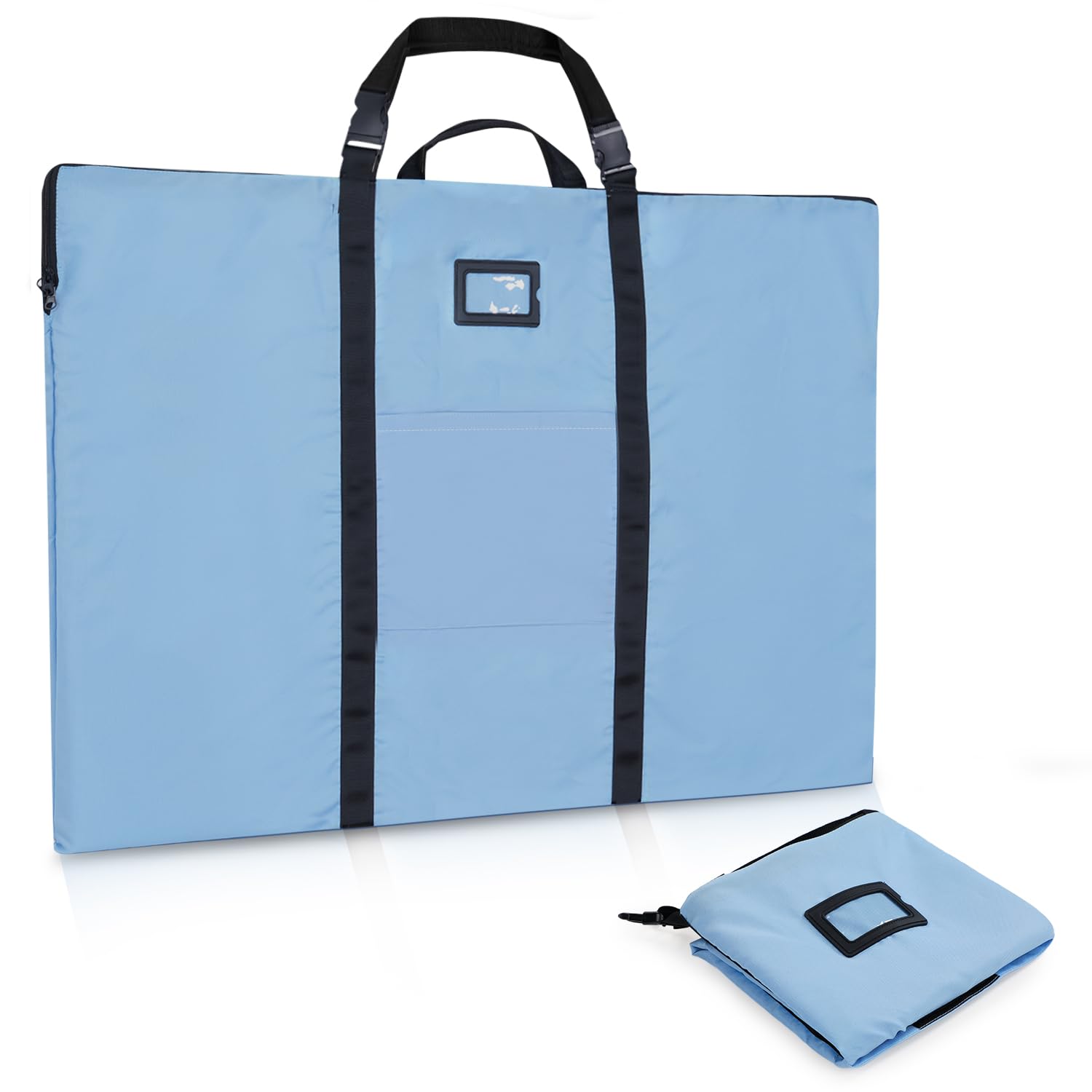 WISEPRO A1 Art Portfolio Case, Artwork Painting Folder Bag with Multi Handles, Slim Waterproof Carrying Storage Bag for Canvas Paintings, Mounted Art,Cardboard, Photography(24" x 36") (Light Blue)