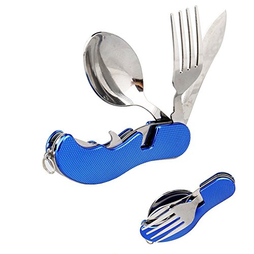 Buy Camping Utensil 3in1 Multifunction Stainless Steel Pocket Fork Spoon Foldable Eating