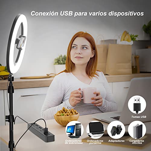 KOSCHEAL Light Ring with Tripod,Selfie Ring Light 10” Adjustable 1.8m and 37 Modes RGB Colors,Adjustable for Selfie,Makeup,Tiktok,Smartphone Compatible