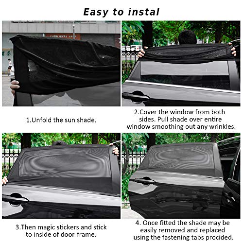 OneAmg Sonnenschutz Auto Baby + Auto Sonnenschutz Frontscheibe, Selbsthaftende Sonnenblenden für Kinder Autosonnenblende mit UV Schutz (2er Set), Sonnenblende Windschutzscheibe Sonnenblende Faltbare