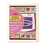 Melissa & Doug Butterly and Heart Wooden Stamp Set: 8 Stamps and 2-Color Stamp Pad