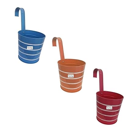 Craftsplanet Metal Set of Three Railing planters for Indoor Garden and Balcony Decor planters