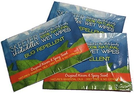 Skeeter Skidaddler 100% Natural Bug Repellent Wet Wipes Warm &amp; Spicy Scent (12)