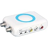 RF Modulator RCA Coax Adapter CVBS VHF Converter w/ANT in/Out & Channel Switch for VCRs DVD Bule-ray Players Fire Stick PS3 P