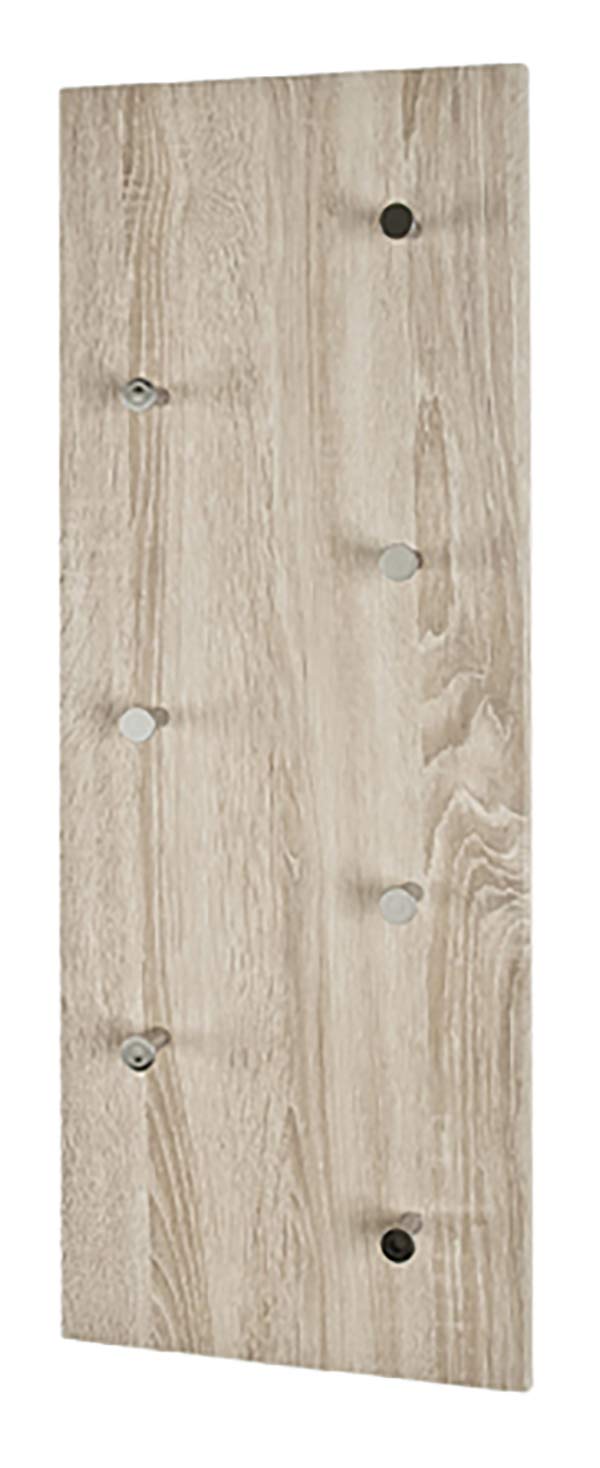 HAKU Möbel Wall coat rack, MDF, light chrome oak, W 80 x D 6 x H 30 cm