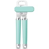 Large Heavy Duty Can Opener Manual Smooth Edge, Hand Held Can Openers For Seniors Stainless Steel Comfortable Handle Built In Bottle Opener