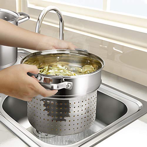 Duxtop Professional Stainless Steel Pasta Pot with Strainer Insert, 4PC