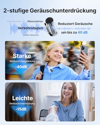BOYA Mini 2 Microphone Mobile Phone, 48kHz/24Bit, 100m, 30h, USB-C Mini Microphone for iPhone 15 16 17 Series, Android, Wireless Lavalier Microphone, Lapel Microphone for Vlogging, Streaming, YouTube, Interview